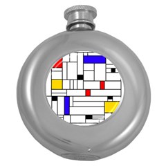 Illustration Geometric Abstract Plates Mosaic Round Hip Flask (5 Oz) by Wegoenart