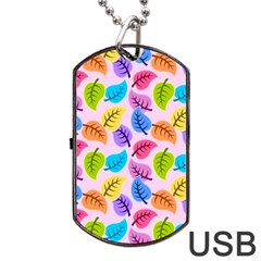 Pattern Illustration Background Abstract Leaves To Dye Dog Tag Usb Flash (one Side) by Wegoenart