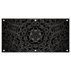 Illustration Black White Rosette Mandala Ornament Wallpaper Banner And Sign 4  X 2  by Wegoenart