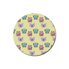 Illustration Animals Pastel Children Colorful Rubber Coaster (round) by Wegoenart