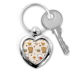 Illustration Bear Cartoon Background Pattern Key Chain (heart) by Sudhe