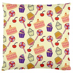 Food Illustration Cupcake Pattern Lollipop Large Cushion Case (two Sides) by Amaryn4rt