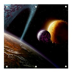 Planets In Space Banner And Sign 4  X 4  by Sapixe