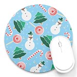 Christmas Sweets Snowman Background Round Mousepads Front