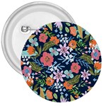 Flower Floral Background Painting 3  Buttons Front