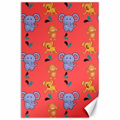 Illustration Elephant Cartoon Animal Monkey Canvas 24  X 36  by danenraven