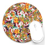 Background Christmas Santa Claus Round Mousepads Front