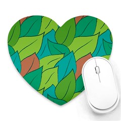 Leaves Pattern Autumn Background Heart Mousepads by Ravend