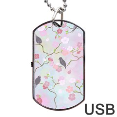 Bird Blossom Seamless Pattern Dog Tag Usb Flash (one Side) by Ravend