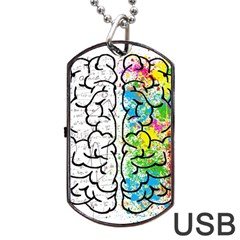 Illustration Brain Mind Psychology Idea Drawing Dog Tag Usb Flash (one Side) by Ravend