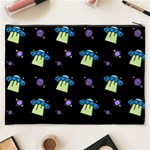 Illustration Cosmos Cosmo Rocket Spaceship Ufo Cosmetic Bag (XXXL) Back