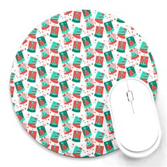 Birthday Pattern Party Celebration Round Mousepads by danenraven