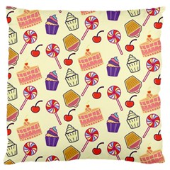 Cupcake Pattern Lollipop Large Flano Cushion Case (two Sides) by danenraven