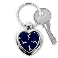 Silver Reindeer Blue Key Chain (heart) by TetiBright