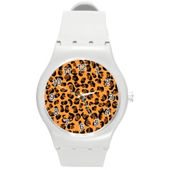 Leopard Print Peach Colors Round Plastic Sport Watch (m) by ConteMonfreyShop