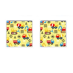 Seamless Pattern Vector Industrial Vehicle Cartoon Cufflinks (square) by Jancukart