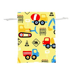 Seamless Pattern Vector Industrial Vehicle Cartoon Lightweight Drawstring Pouch (l) by Jancukart