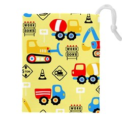 Seamless Pattern Vector Industrial Vehicle Cartoon Drawstring Pouch (4xl) by Jancukart