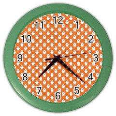 Cute Little Ghosts Halloween Theme Color Wall Clock by ConteMonfrey