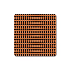 Halloween Black Orange Plaids Square Magnet by ConteMonfrey