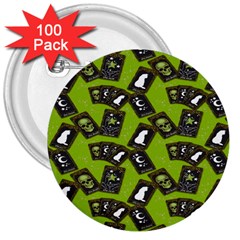 Cats And Skulls - Modern Halloween  3  Buttons (100 Pack)  by ConteMonfrey