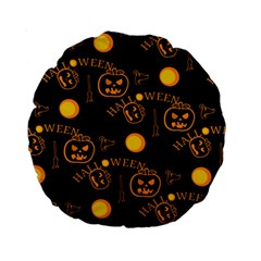 Halloween Background Pattern Standard 15  Premium Round Cushions by Ravend