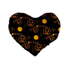 Halloween Background Pattern Standard 16  Premium Heart Shape Cushions by Ravend