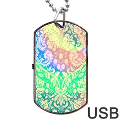 Hippie Fabric Background Tie Dye Dog Tag Usb Flash (two Sides) by Ravend