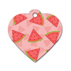 Background Watermelon Pattern Fruit Dog Tag Heart (one Side) by Wegoenart