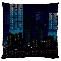 City Building Pixel Art Vaporwave Large Flano Cushion Case (two Sides) by danenraven