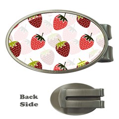 Strawberry Fruit Pattern Background Money Clips (oval)  by Wegoenart