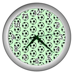 Pattern Ball Soccer Background Wall Clock (silver) by Wegoenart