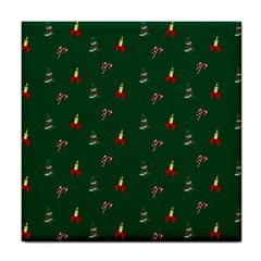 Christmas Background Green Pattern Tile Coaster by Ravend