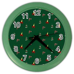 Christmas Background Green Pattern Color Wall Clock by Ravend