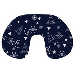 Tree Christmas Xmas Snow Travel Neck Pillow by Ravend