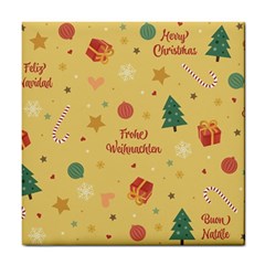 Christmas Treecandy Cane Snowflake Tile Coaster by Ravend