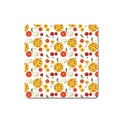 Illustration Pizza Background Vegetable Square Magnet by Ravend