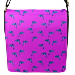 Pink And Blue, Cute Dolphins Pattern, Animals Theme Flap Closure Messenger Bag (s) by Casemiro