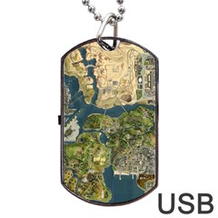 Map Illustration Grand Theft Auto Dog Tag Usb Flash (one Side) by danenraven