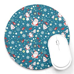 Santa Claus Illustration  Background Round Mousepad by danenraven