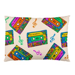 Seamless Pattern With Colorful Cassettes Hippie Style Doodle Musical Texture Wrapping Fabric Vector Pillow Case by Ravend