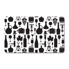 Wine Pattern Black White Magnet (rectangular) by Jancukart