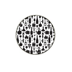 Wine Pattern Black White Hat Clip Ball Marker (4 Pack) by Jancukart