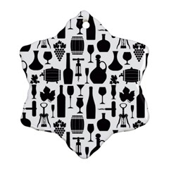 Wine Pattern Black White Snowflake Ornament (two Sides) by Jancukart