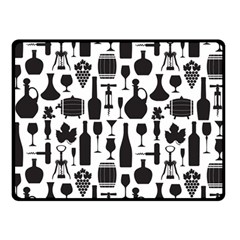 Wine Pattern Black White Double Sided Fleece Blanket (small)  by Jancukart