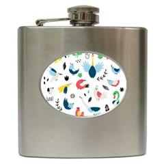 Vector-set-isolates-with-cute-birds-scandinavian-style Hip Flask (6 Oz) by Jancukart