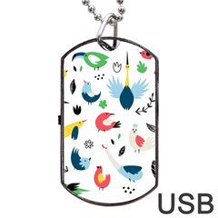 Vector-set-isolates-with-cute-birds-scandinavian-style Dog Tag Usb Flash (two Sides) by Jancukart