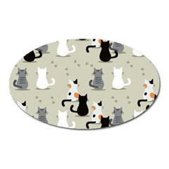 Cute-cat-seamless-pattern Oval Magnet by Jancukart