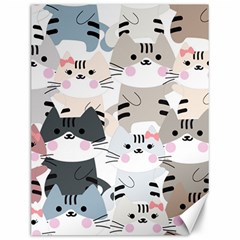 Cute-cat-couple-seamless-pattern-cartoon Canvas 12  X 16  by Jancukart