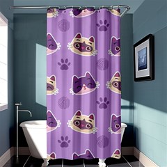 Cute-colorful-cat-kitten-with-paw-yarn-ball-seamless-pattern Shower Curtain 36  X 72  (stall)  by Jancukart